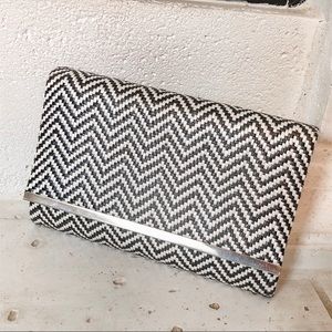 Black and white chevron purse
